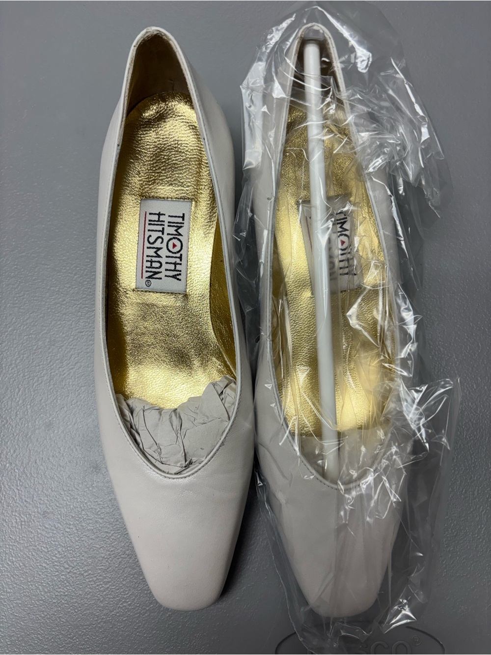Timothy Hitsman Cream Leather Ballet Flats with Gold Insole